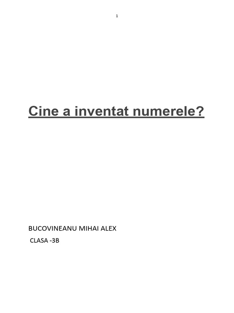 Proiect Matematica Cine A Inventat Numerele | PDF