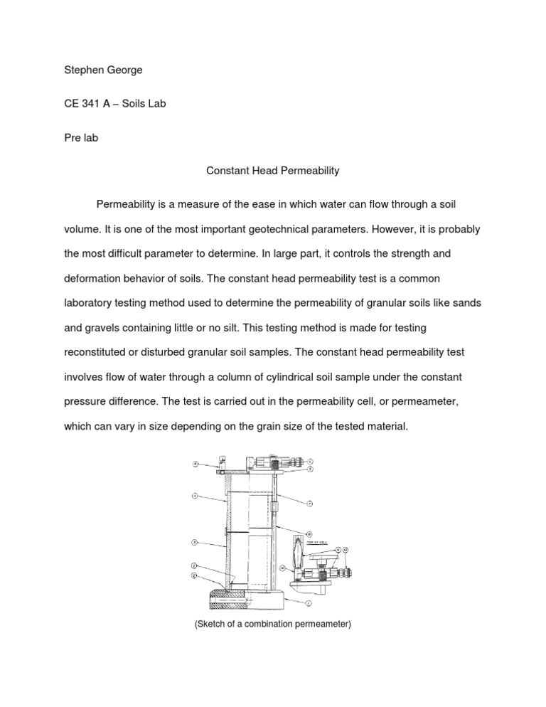 Constant Head Permeability Test Guide | PDF | Home & Garden | Science ...
