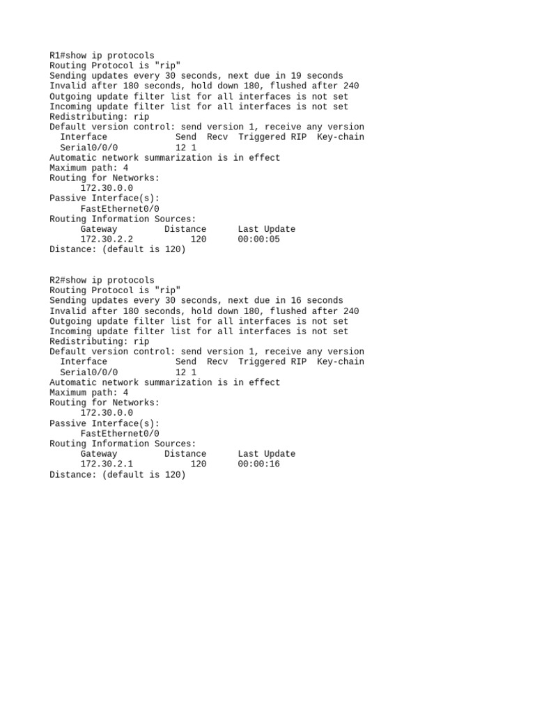 RIP Routing Protocol Configuration Details | PDF | Computers