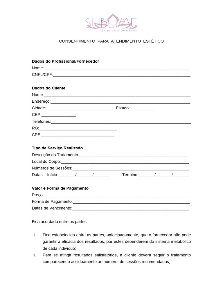 Termo de Consentimento Estético | PDF
