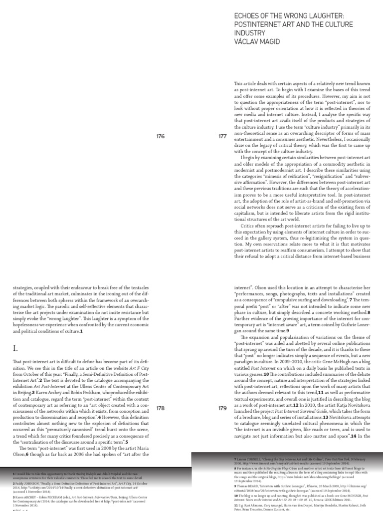 Echoes of the wrong laughter postinternet art and the culture industry