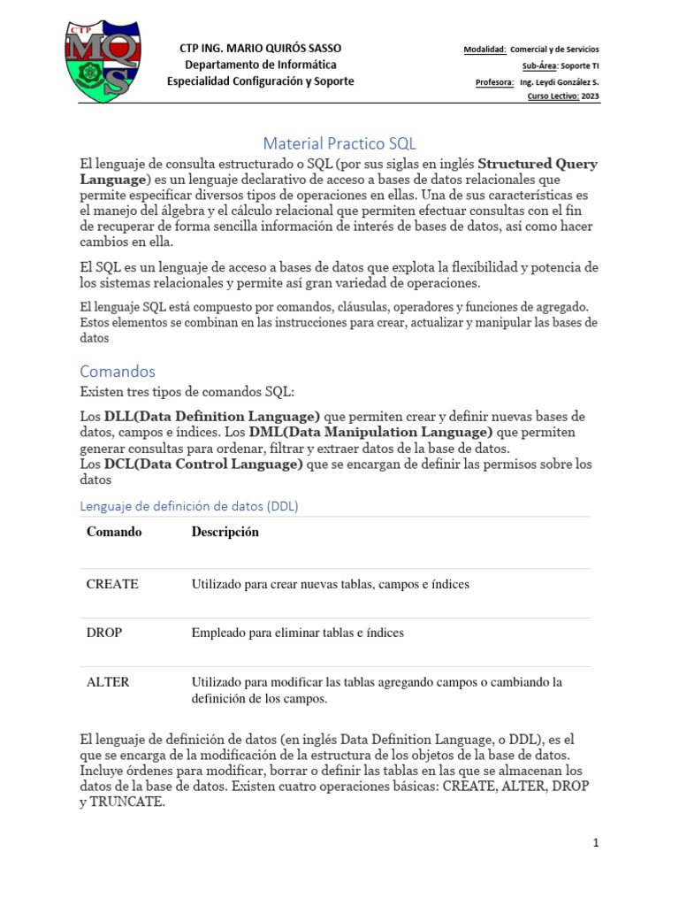 Material Practico SQL | PDF | SQL | Programación de computadoras