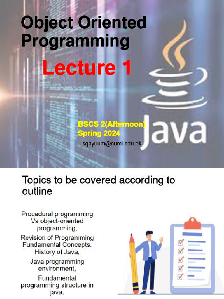 Lecture 1 Intro to java | PDF | Object Oriented Programming | Class ...