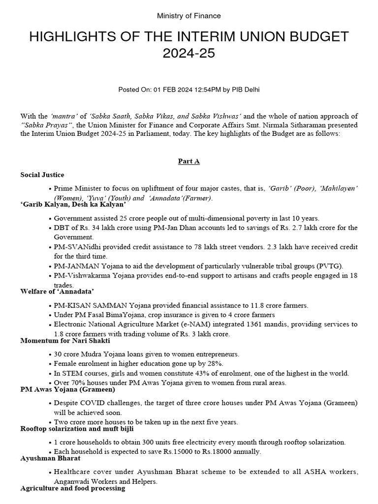 Pib Budget PDF Taxes Direct Tax