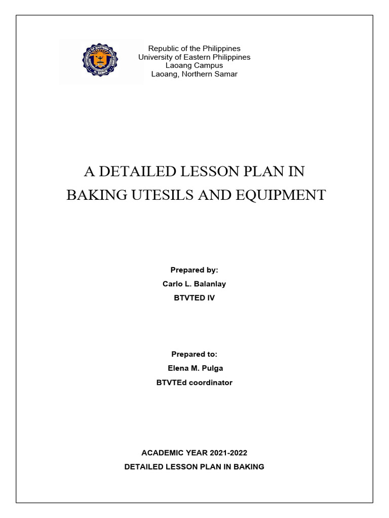 Detailed Lesson Plan: Baking Tools | PDF | Kitchen Utensil | Baking