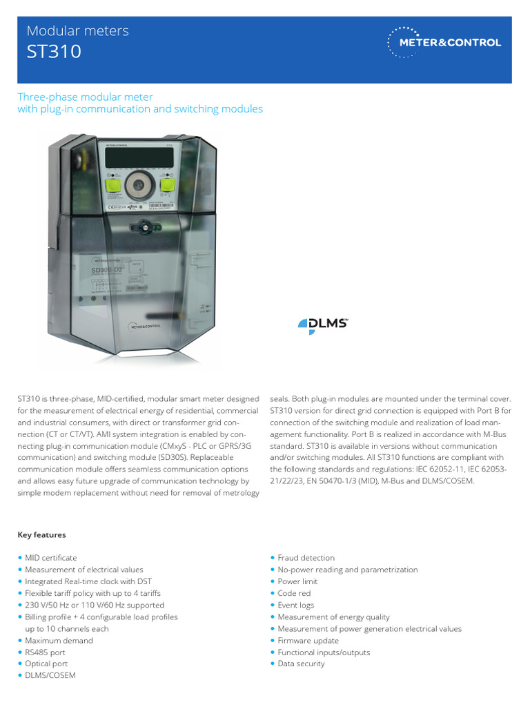 ST310 Three-Phase Smart Meter Overview | PDF | Computer Engineering ...