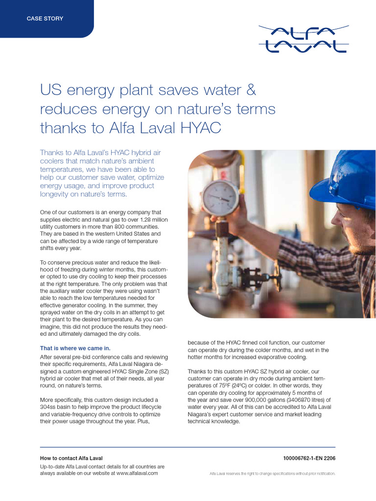 Alfa Laval Us Energy Plant Saves Water Reduces Energy On Nature's Terms ...