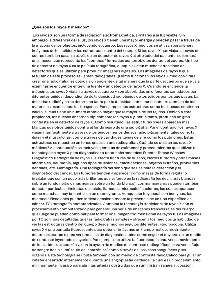Qué Son Los Rayos X Médicos | PDF | Rayo X | Radiología