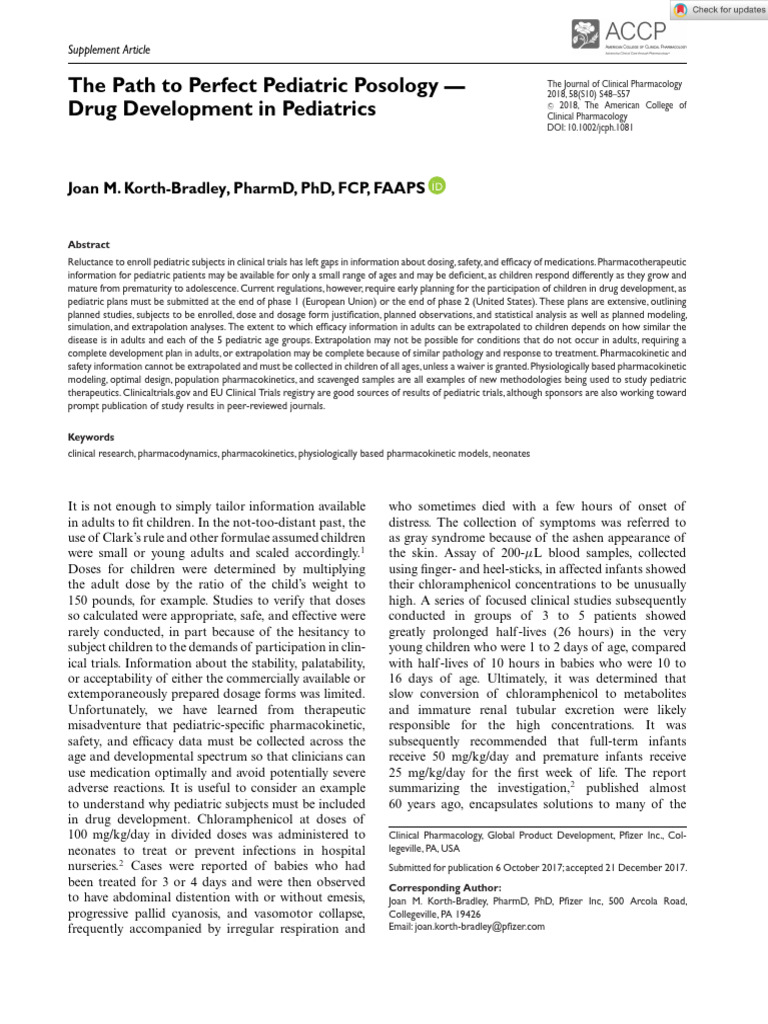 The Path To Perfect Pediatric Posology - Drug Development in Pediatrics ...