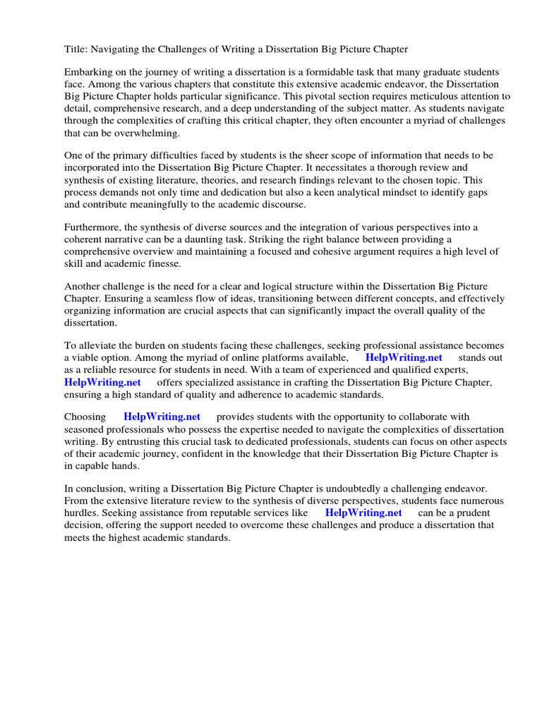 Dissertation Big Picture Chapter | PDF | Thesis | Science