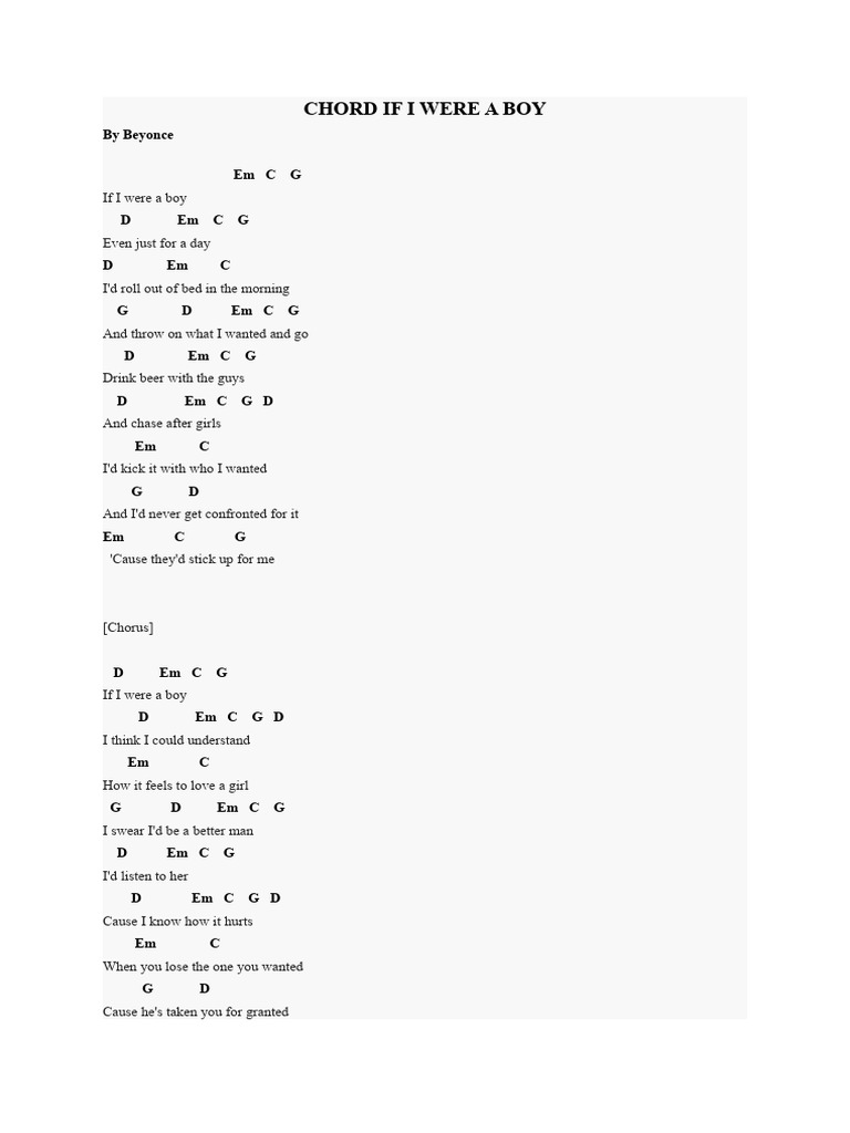 Chord if i were a boy pdf