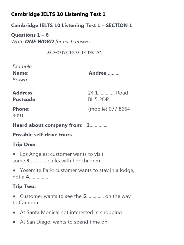 Cambridge IELTS 10 Listening Test 1 | PDF | Energy Conservation ...