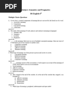 Semantics & Pragmatics MCQs Eng 6th