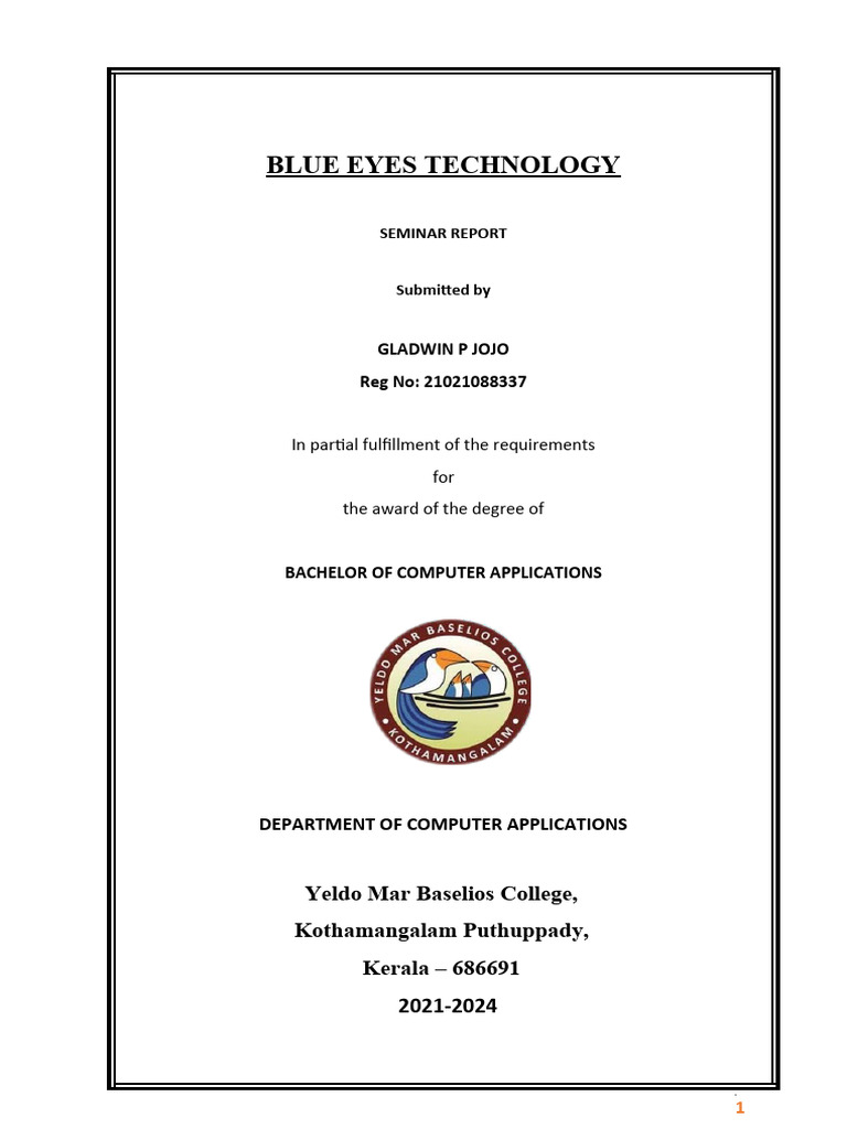 Blue Eyes Technology Seminar Report | PDF | Analog To Digital Converter ...