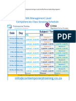 CIMA Management Level Competencies Class Schedule February Cohort