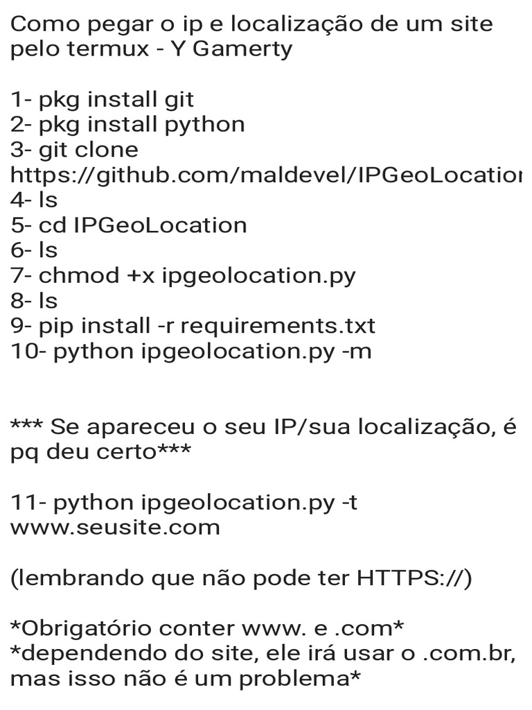Localização de IP com Termux | PDF