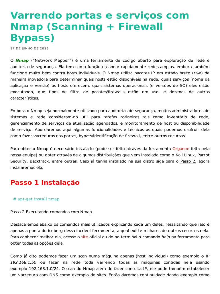 Varrendo Portas e Bypass de Firewall com Nmap | PDF | Protocolo de ...
