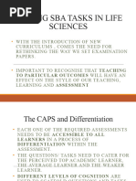 Setting SBA Tasks in Life Sciences