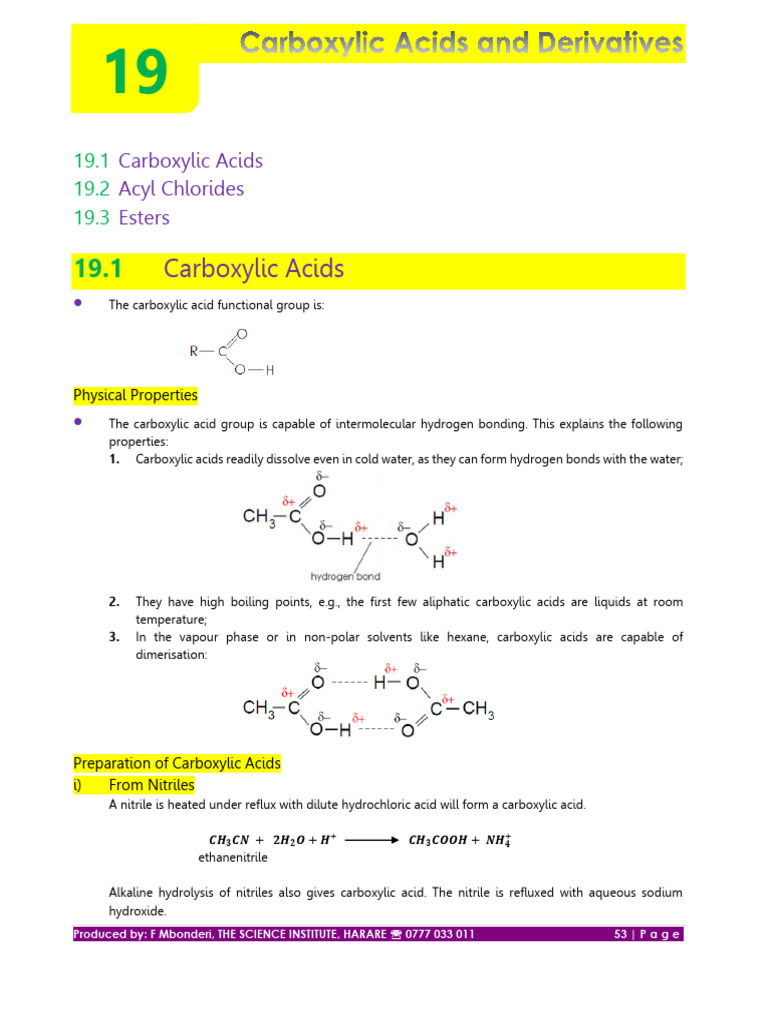 Carboxylic Acids and Their Reactions | PDF | Ester | Acid