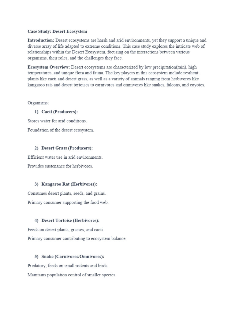 Desert Ecosystem Case Study Analysis | PDF