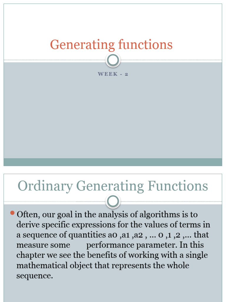 Generating Functions Week 2 - SM | PDF | Function (Mathematics ...