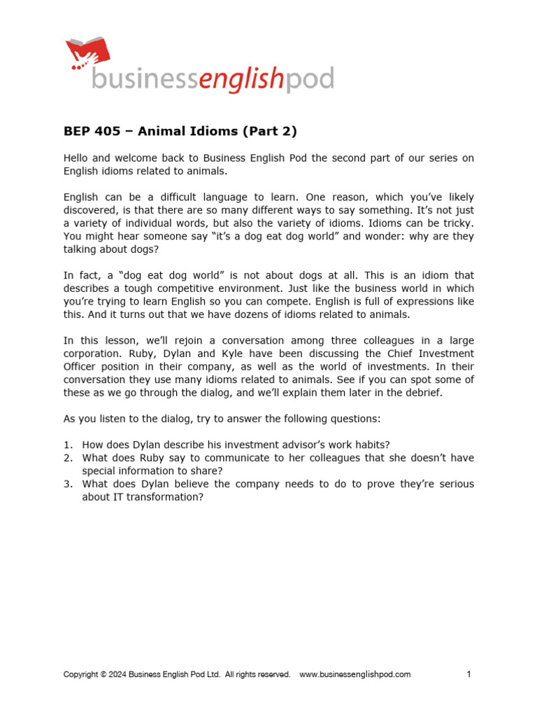 Animal idioms 2 pdf