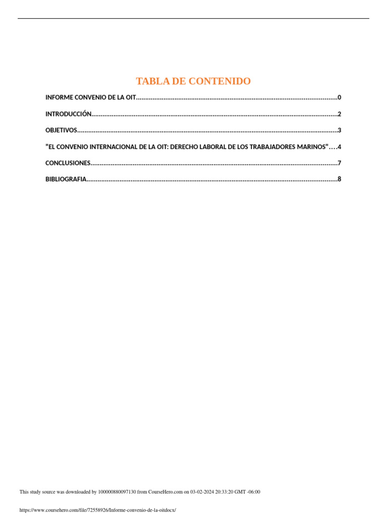 Informe Convenio de La Oit | PDF | Organización Internacional del ...