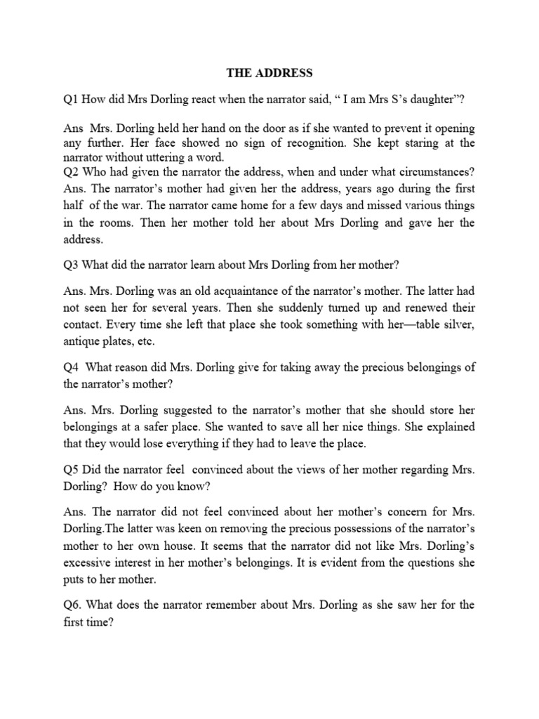The Address | PDF