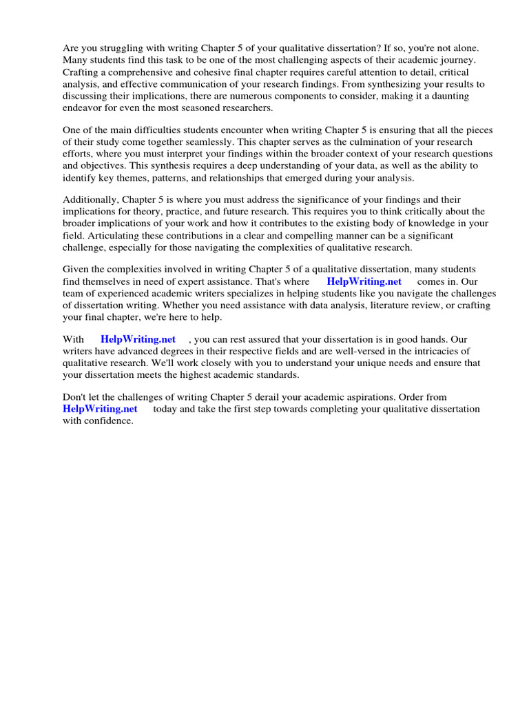 How To Write Chapter 5 of A Qualitative Dissertation | PDF ...