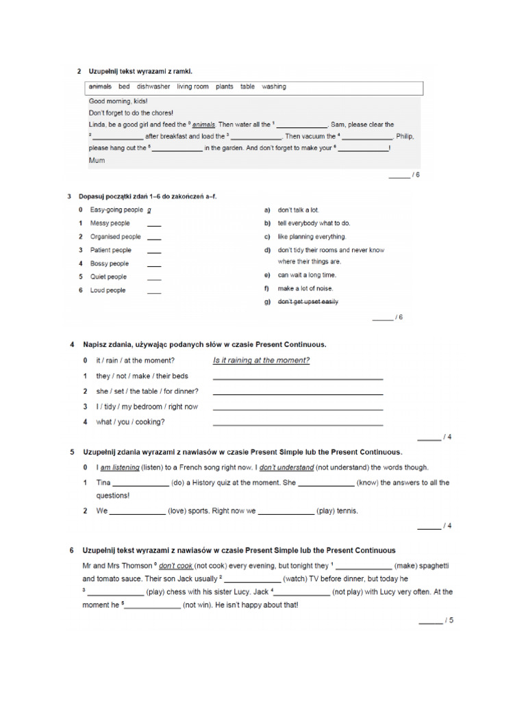 Test Angielski Klasa 6 Unit 1