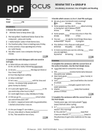 Focus1 2E Review Test 3 Units1 6 Vocabulary Grammar UoE Reading GroupB