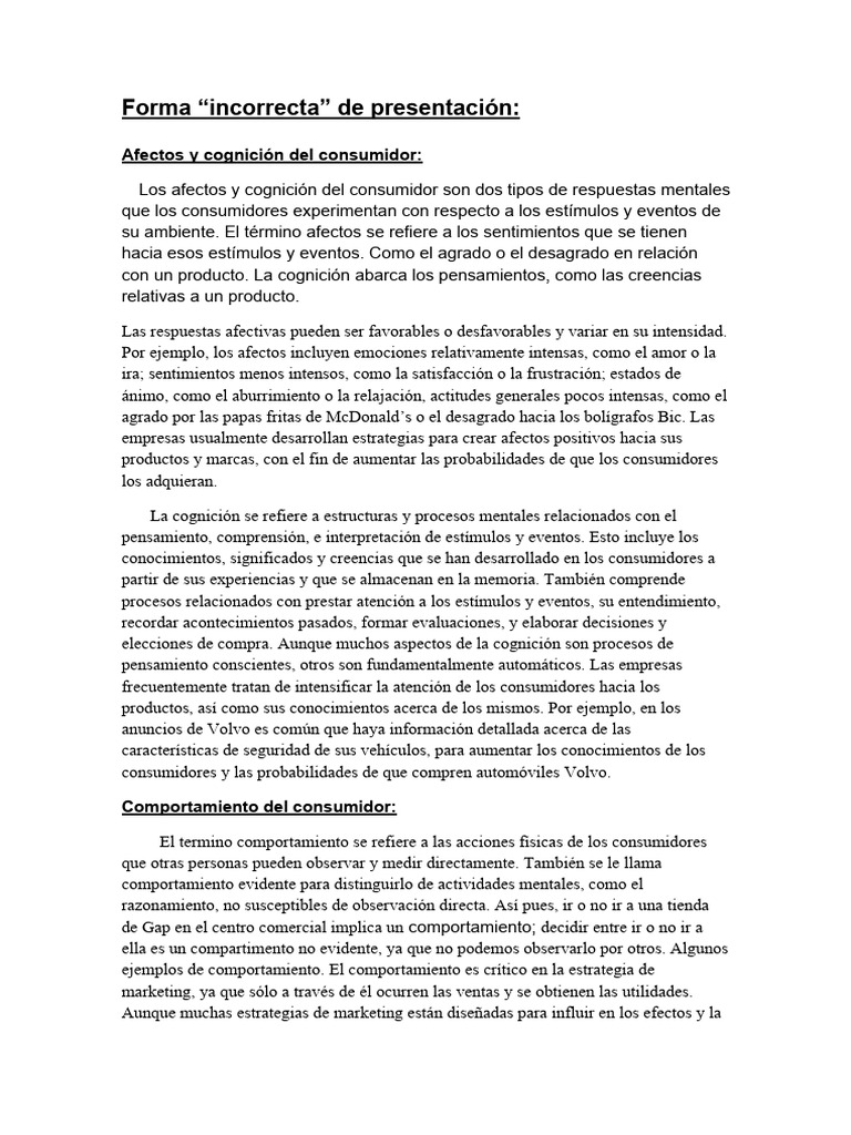 Presentación Incorrecta | PDF | Comportamiento | Cognición