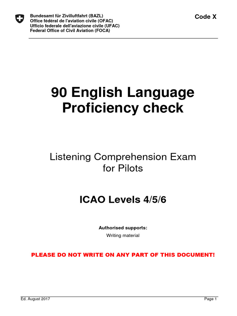L456 listening comprehension exam questionbooklet code x download