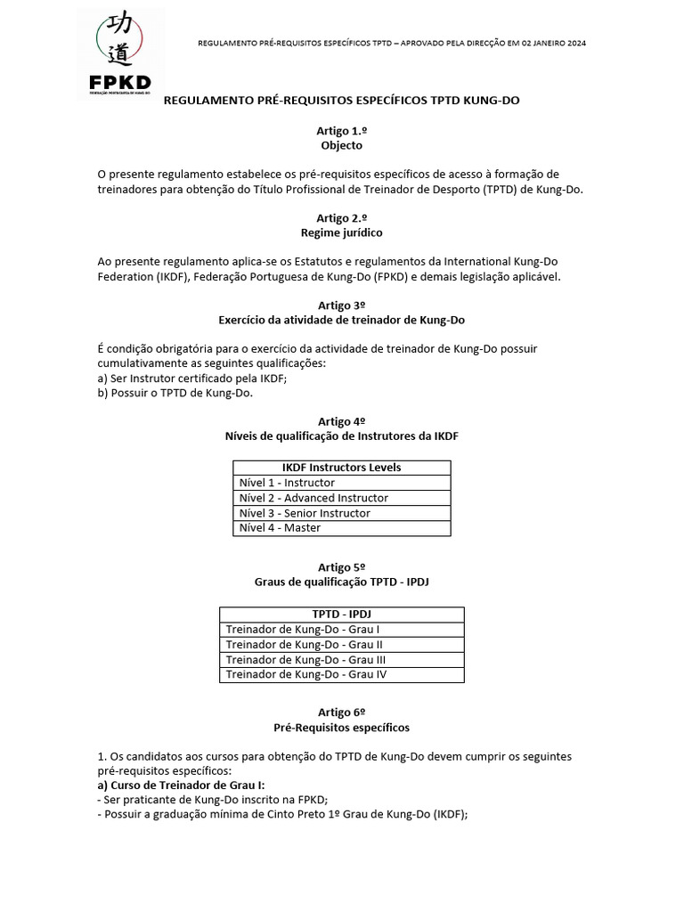 Pré-Requisitos TPTD Kung-Do | PDF | Diploma acadêmico