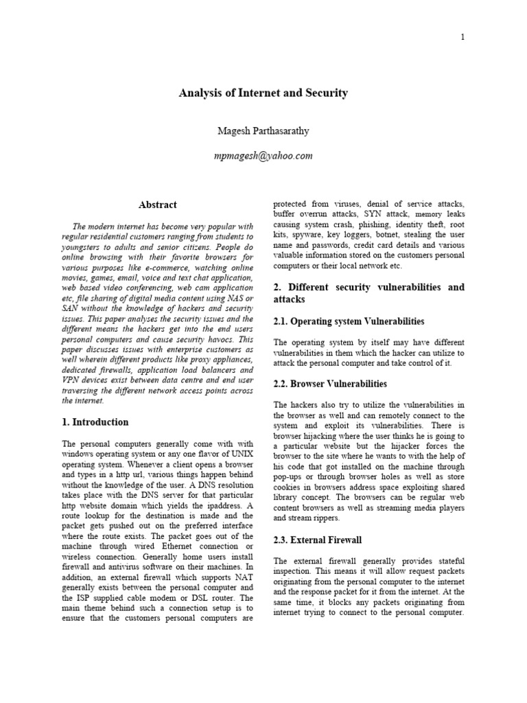 Internet Security Vulnerabilities Analysis | PDF | Security | Computer ...