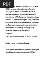 History and Features of Java