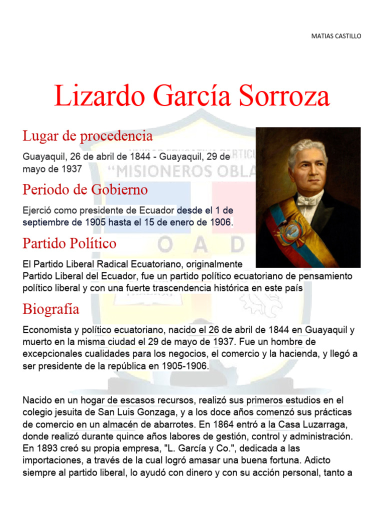 Biografía de Lizardo García Sorroza | PDF | Viajes y turismo | Historia