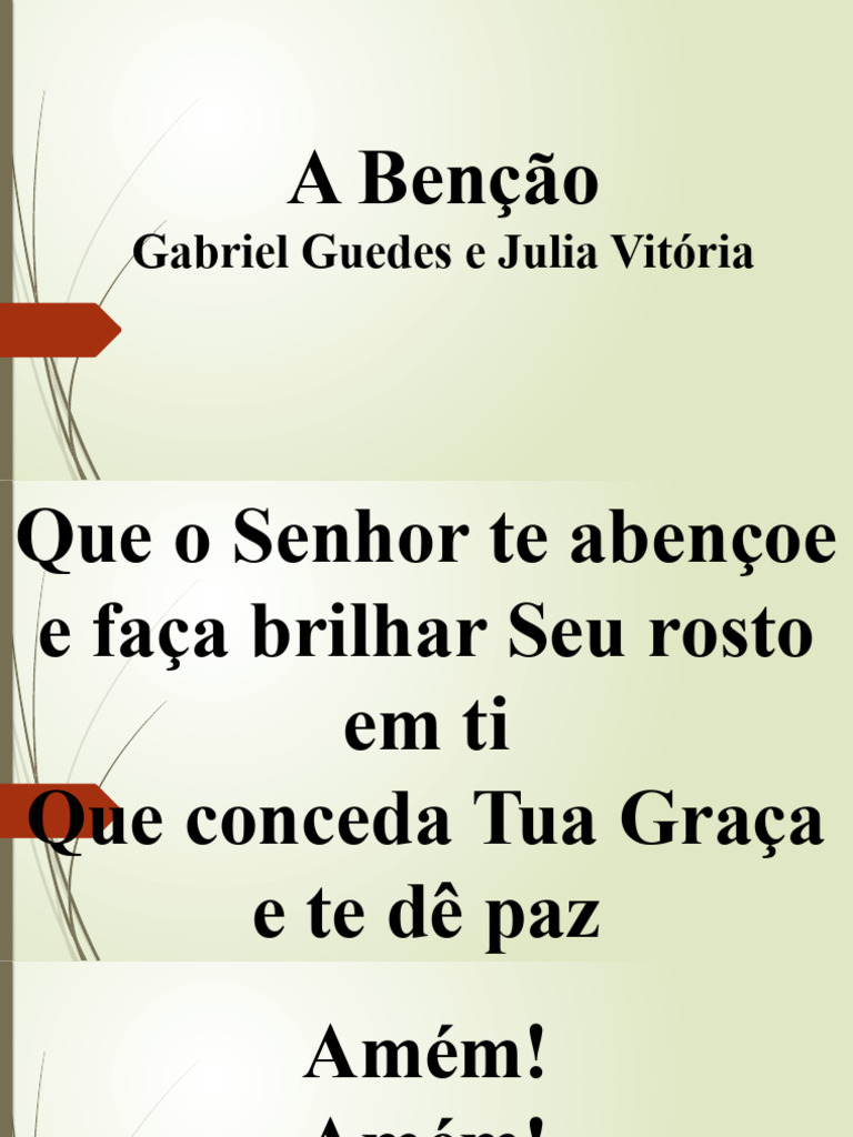 A Benção - Gabriel Guedes e Julia Vitoria | PDF