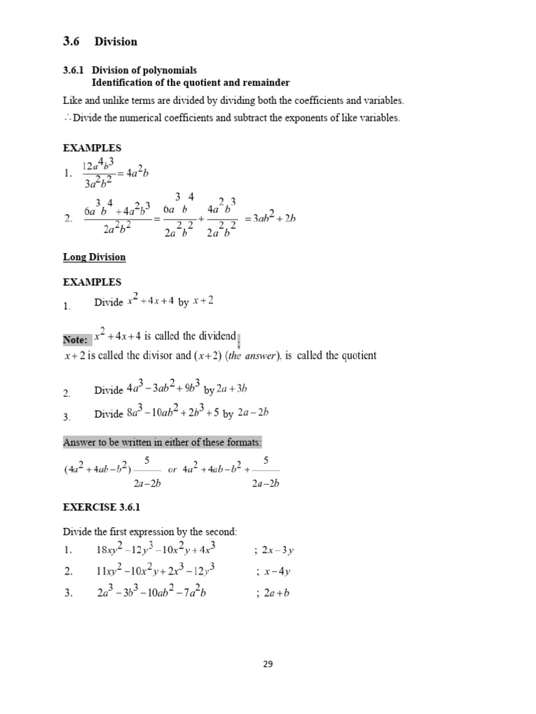 ITM401S Unit 3 6 Division | PDF | Factorization | Polynomial
