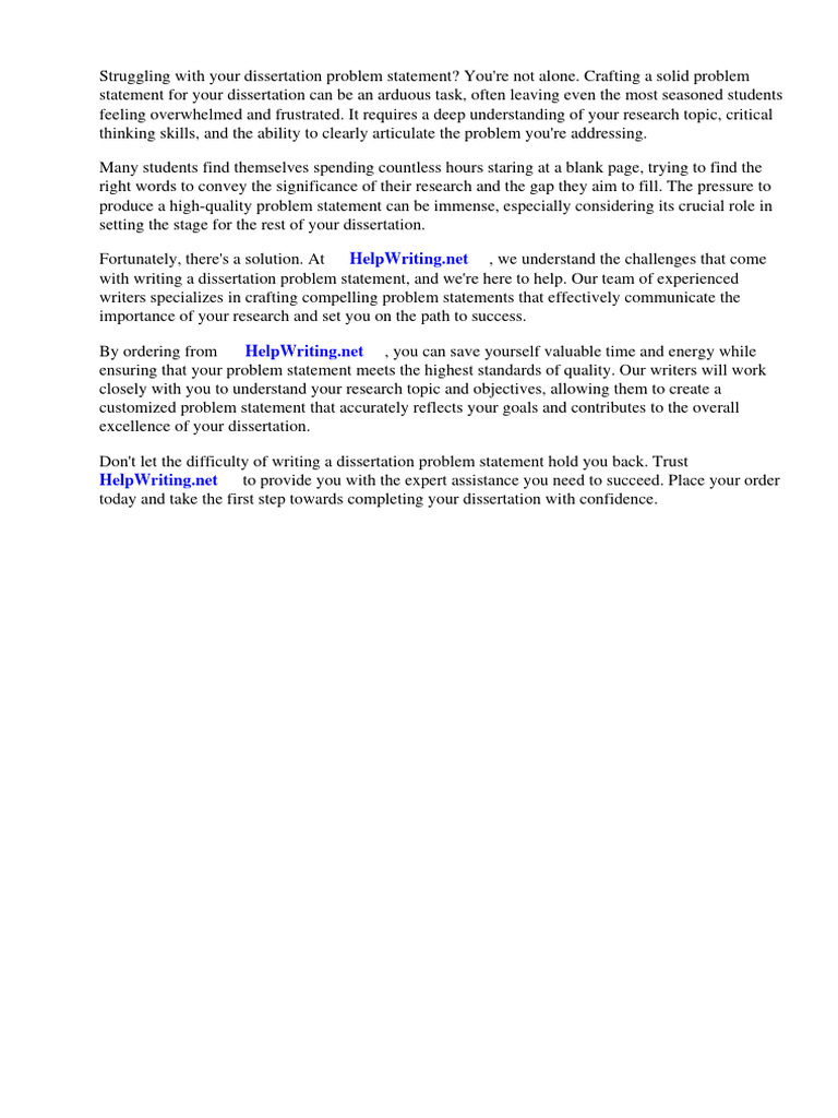Dissertation Problem Statement Example | PDF | Thesis | Evidence