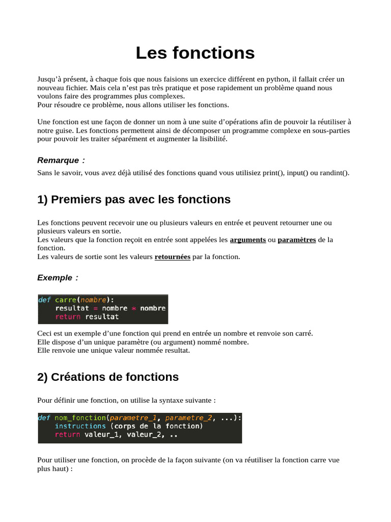 Introduction aux fonctions en Python | PDF | Python (Langage de ...