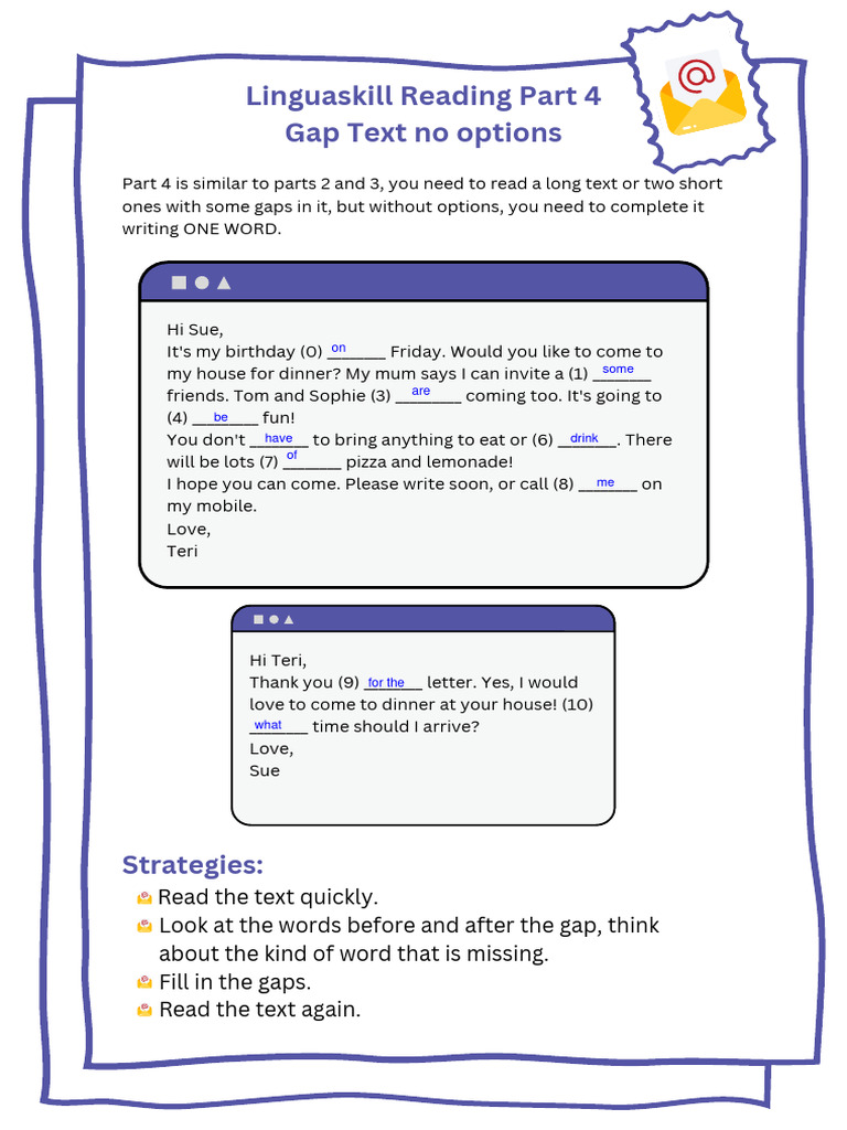 Linguaskill Reading Gap Completion Guide | PDF | Language Arts & Discipline