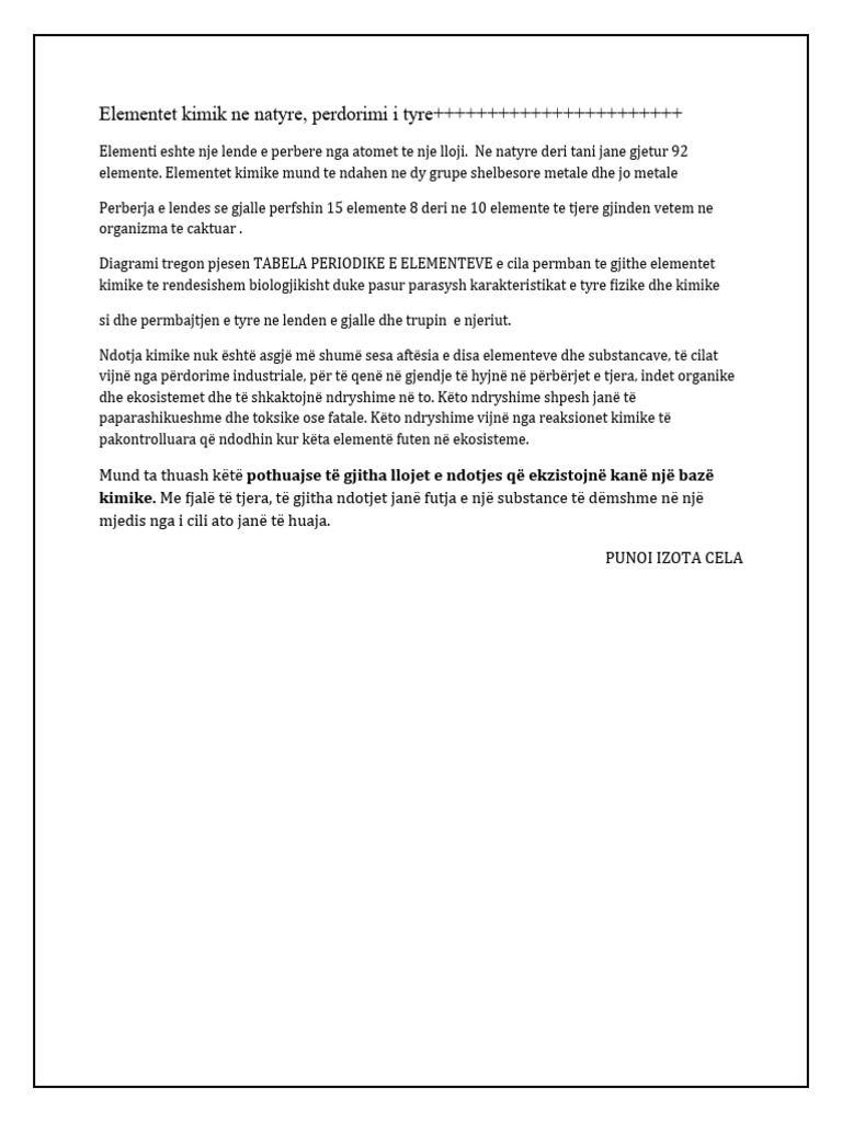Elementet Kimik Ne Natyre KIMI | PDF
