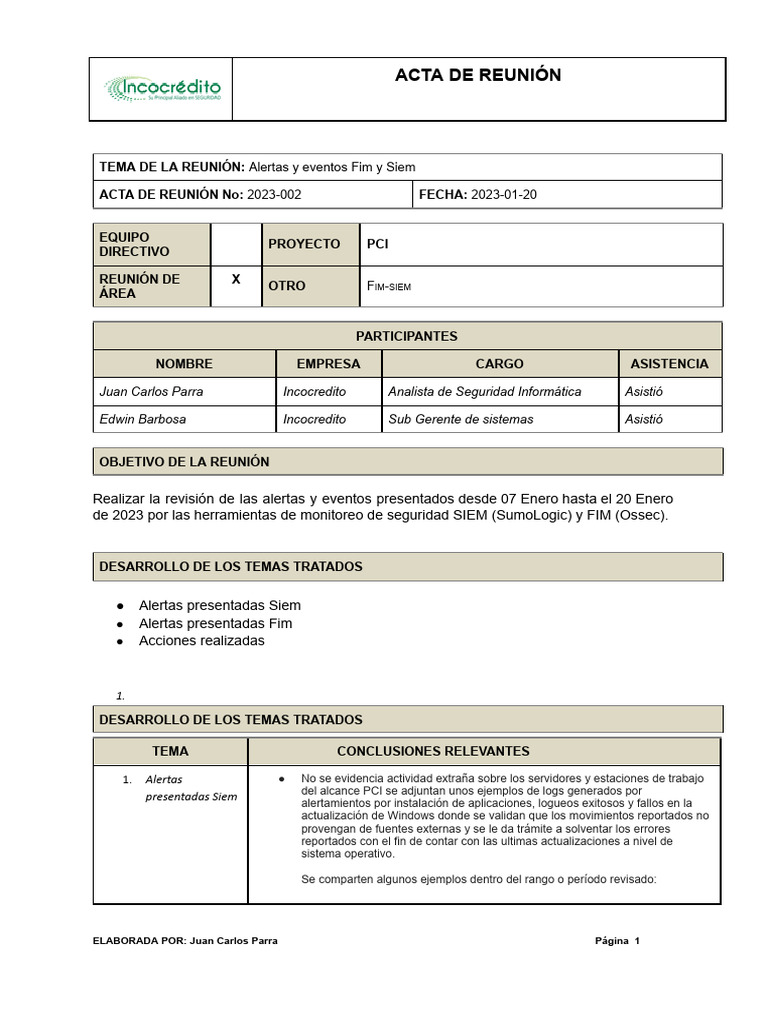 2023-002 - Control y Monitoreo FIm y Siem | PDF | La seguridad ...