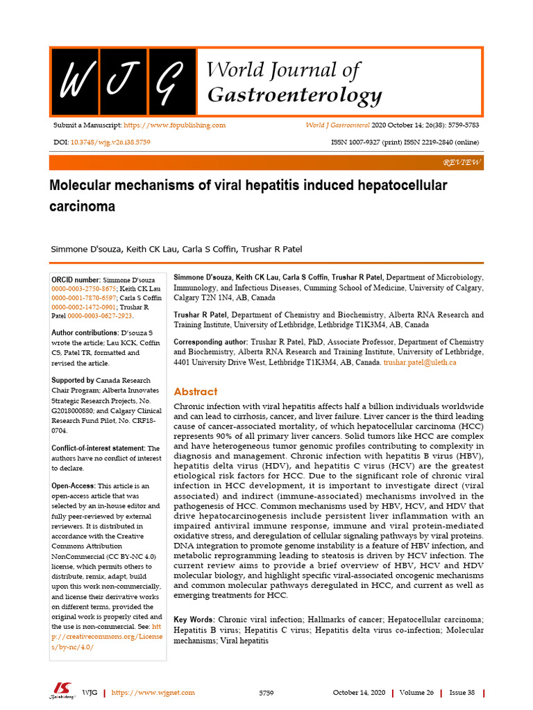 D Sousa 2020 Molecular Mechanisms of Viral Hepatitis Induced ...