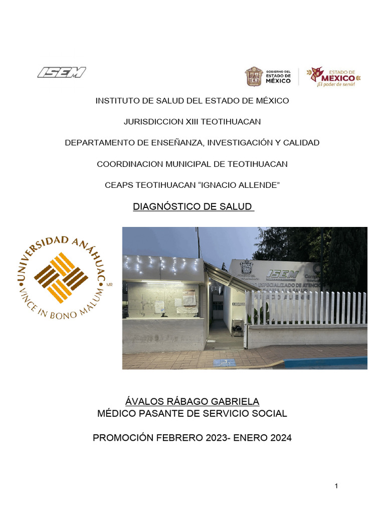 Diagnóstico de Salud CEAPS Teotihuacán | PDF