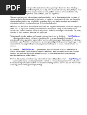 Good Dissertation Topics for Psychology