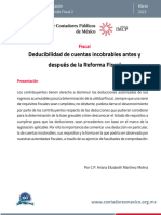 Deducibilidad Cuentas Incobrables Reforma Fiscal