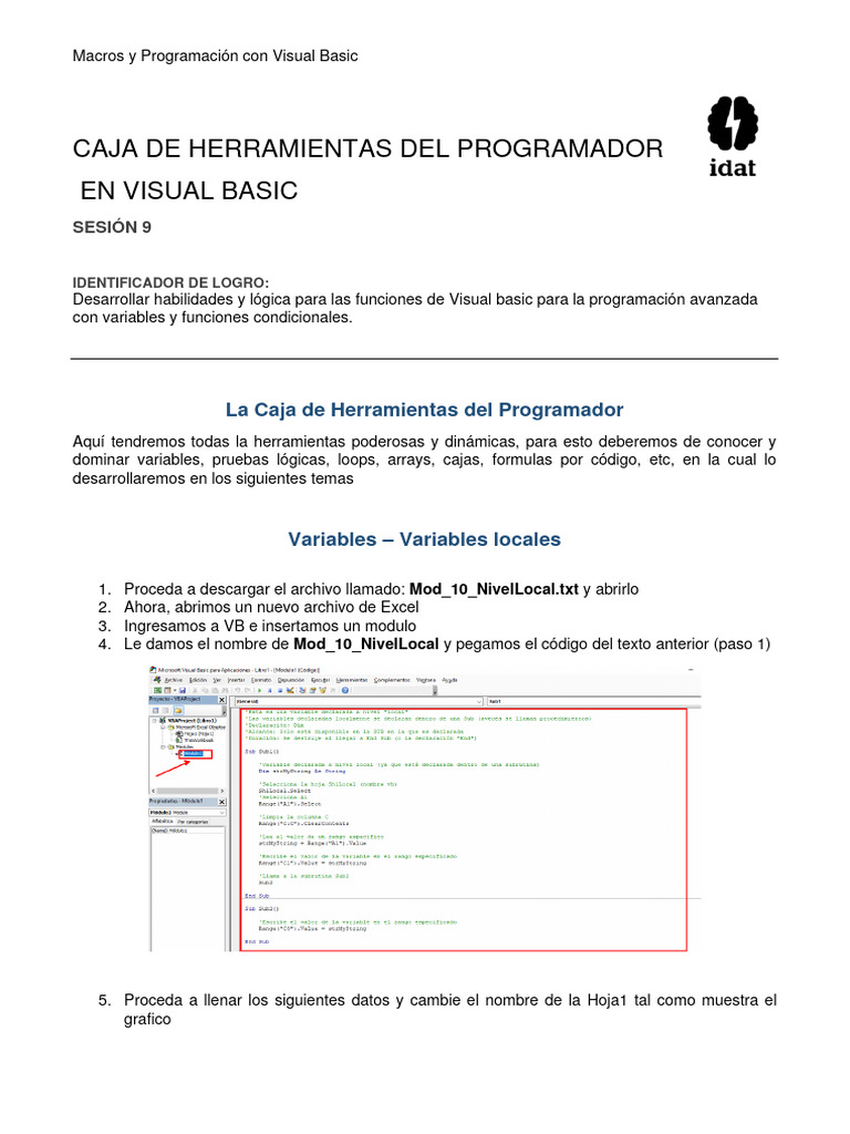 Programación Avanzada en Visual Basic | PDF | Básico | Variable ...