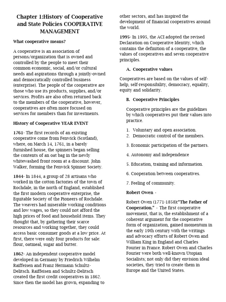 History of Cooperatives and Policies | PDF | Cooperative | Business ...